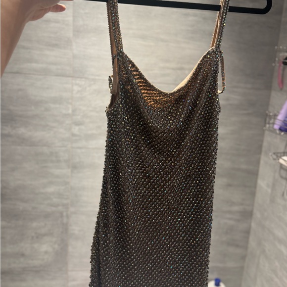 Nasty Gal Premium Glass Stone Encrusted Strappy Slip Dress sz 8 - Picture 7 of 9